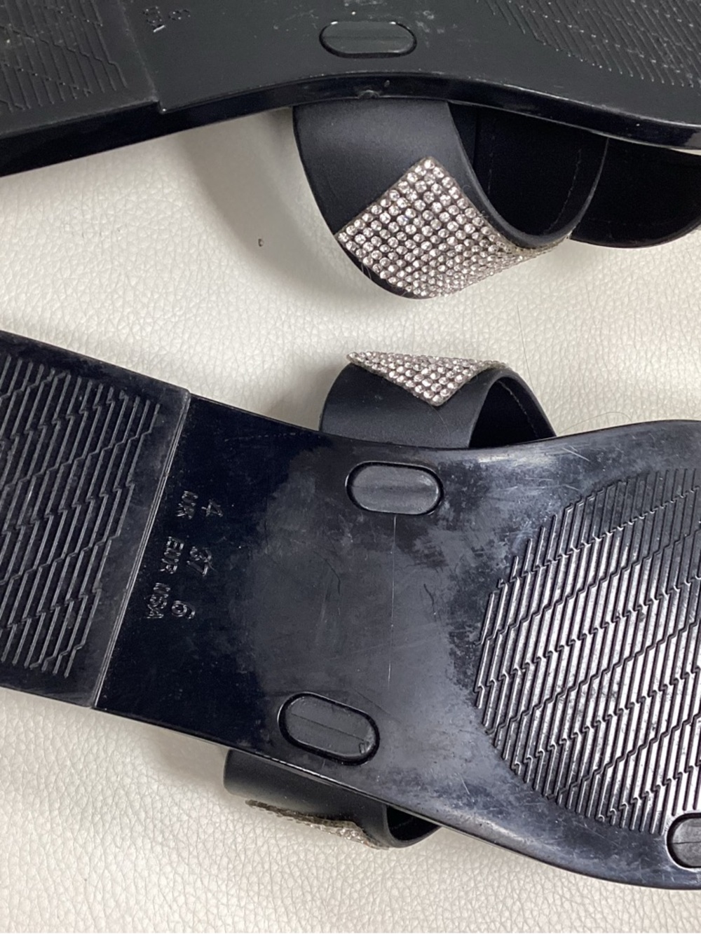 Nicole Miller Black Slide Mules with Crystal Cross Straps - Picture 4 of 5